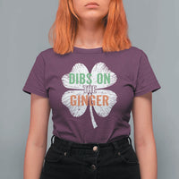 Funny St Patricks Day Dibs On The Ginger T Shirt For Women Irish Redhead Shamrock