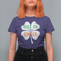 Funny St Patricks Day Dibs On The Ginger T Shirt For Women Irish Redhead Shamrock