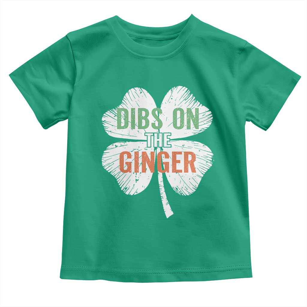 Funny St Patricks Day Dibs On The Ginger Toddler T Shirt Irish Redhead Shamrock