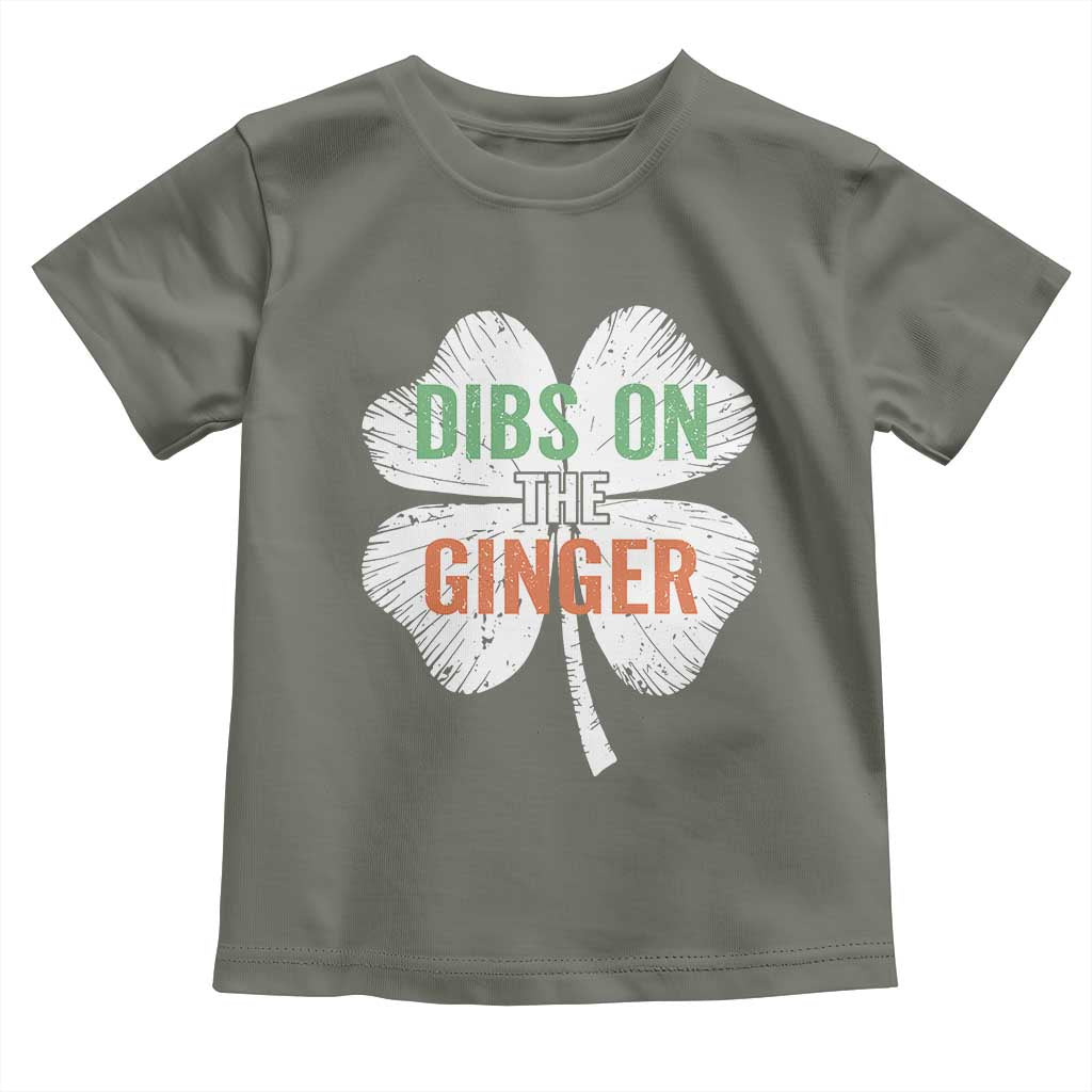Funny St Patricks Day Dibs On The Ginger Toddler T Shirt Irish Redhead Shamrock