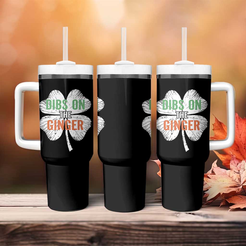Funny St Patricks Day Dibs On The Ginger Tumbler With Handle Irish Redhead Shamrock