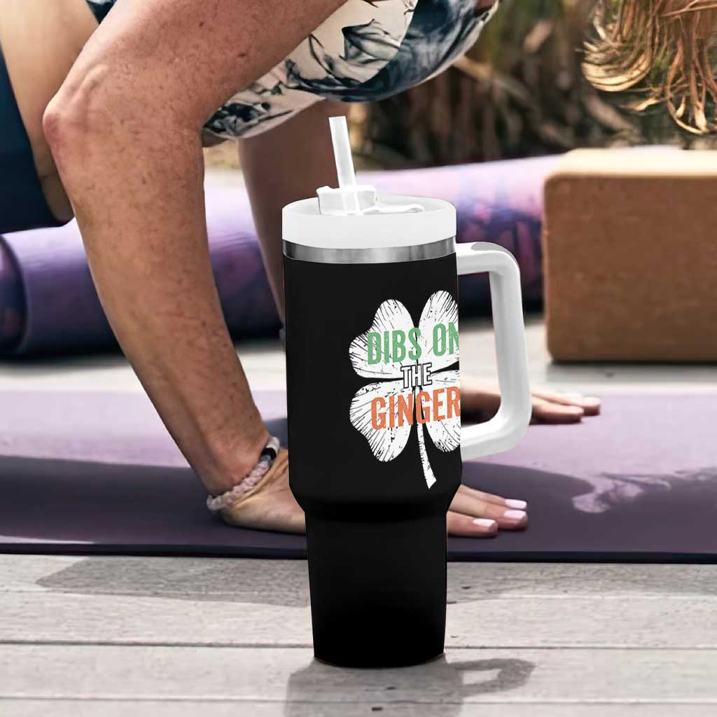Funny St Patricks Day Dibs On The Ginger Tumbler With Handle Irish Redhead Shamrock