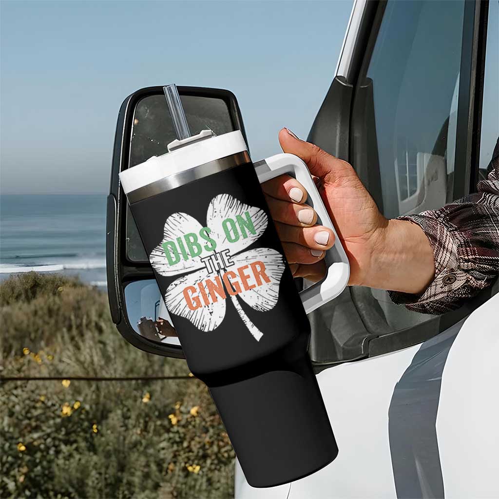 Funny St Patricks Day Dibs On The Ginger Tumbler With Handle Irish Redhead Shamrock