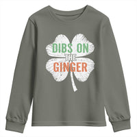 Funny St Patricks Day Dibs On The Ginger Youth Sweatshirt Irish Redhead Shamrock
