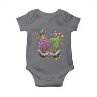 Funny 67 Mardi Gras Baby Onesie Six Seven Meme Carnival Hand Gesture