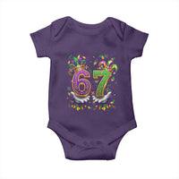 Funny 67 Mardi Gras Baby Onesie Six Seven Meme Carnival Hand Gesture