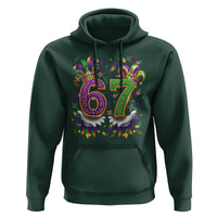 Funny 67 Mardi Gras Hoodie Six Seven Meme Carnival Hand Gesture