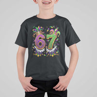 Funny 67 Mardi Gras T Shirt For Kid Six Seven Meme Carnival Hand Gesture