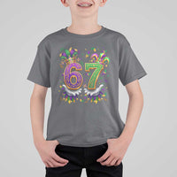 Funny 67 Mardi Gras T Shirt For Kid Six Seven Meme Carnival Hand Gesture
