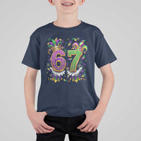 Funny 67 Mardi Gras T Shirt For Kid Six Seven Meme Carnival Hand Gesture
