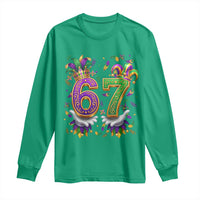 Funny 67 Mardi Gras Long Sleeve Shirt Six Seven Meme Carnival Hand Gesture