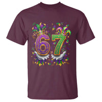 Funny 67 Mardi Gras T Shirt Six Seven Meme Carnival Hand Gesture