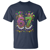 Funny 67 Mardi Gras T Shirt Six Seven Meme Carnival Hand Gesture