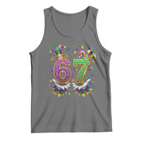 Funny 67 Mardi Gras Tank Top Six Seven Meme Carnival Hand Gesture