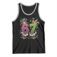Funny 67 Mardi Gras Tank Top Six Seven Meme Carnival Hand Gesture