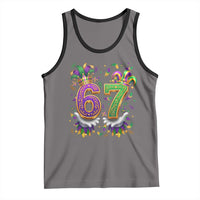 Funny 67 Mardi Gras Tank Top Six Seven Meme Carnival Hand Gesture