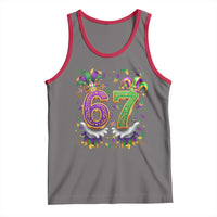 Funny 67 Mardi Gras Tank Top Six Seven Meme Carnival Hand Gesture