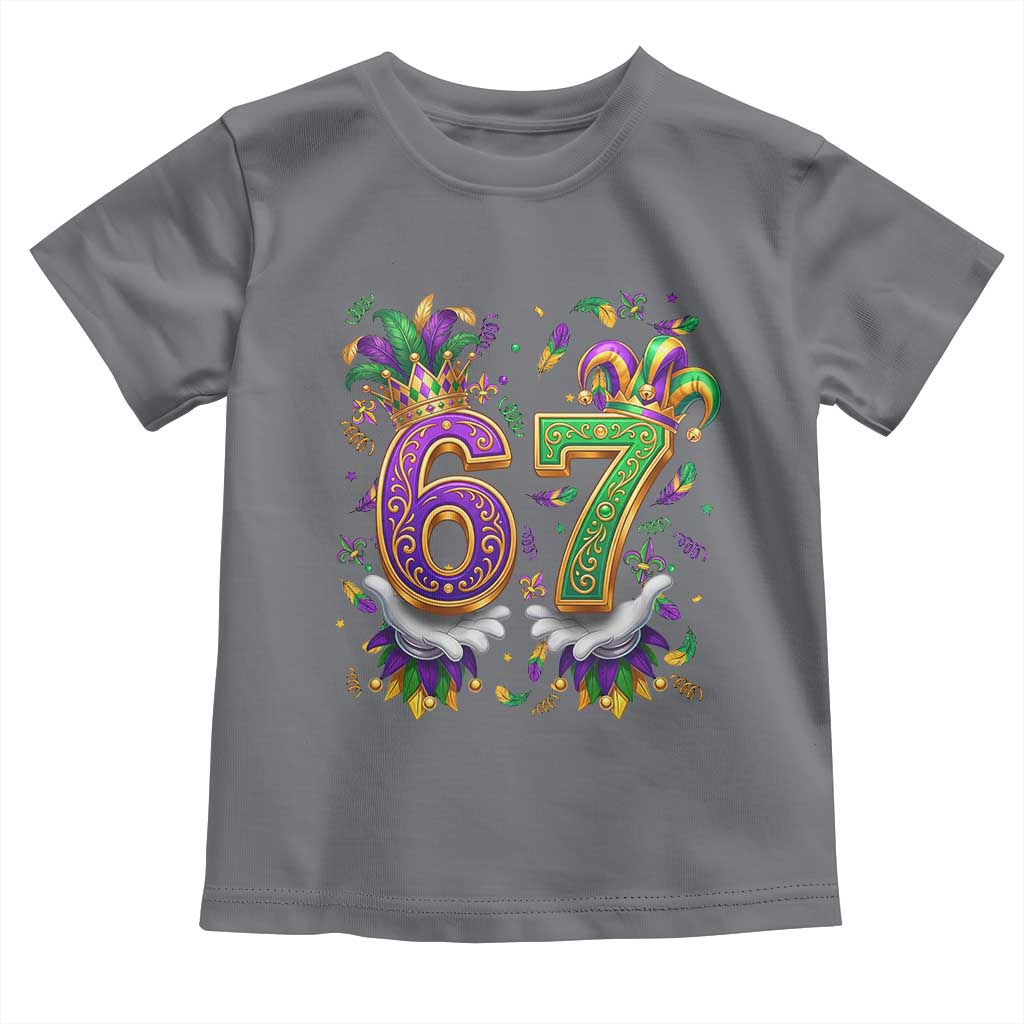 Funny 67 Mardi Gras Toddler T Shirt Six Seven Meme Carnival Hand Gesture