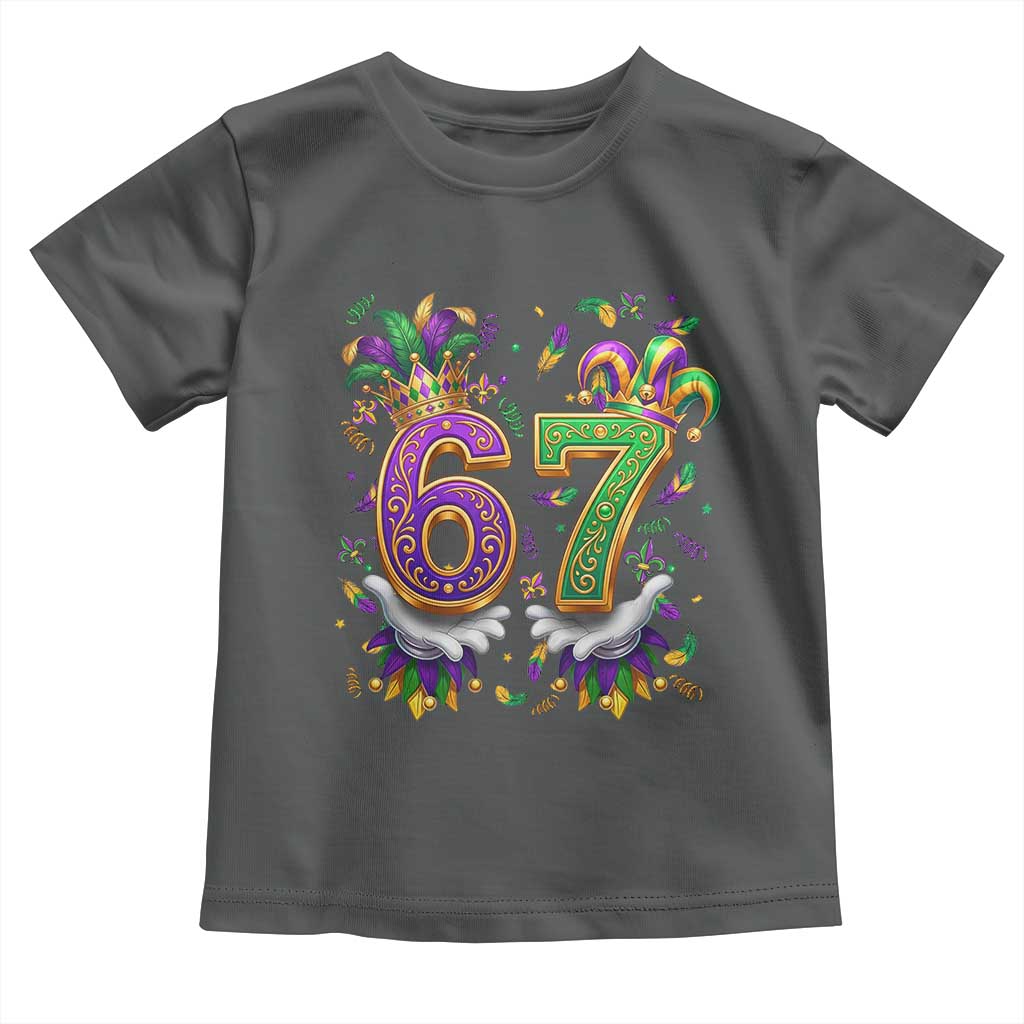Funny 67 Mardi Gras Toddler T Shirt Six Seven Meme Carnival Hand Gesture
