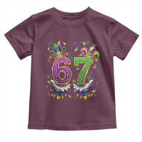Funny 67 Mardi Gras Toddler T Shirt Six Seven Meme Carnival Hand Gesture