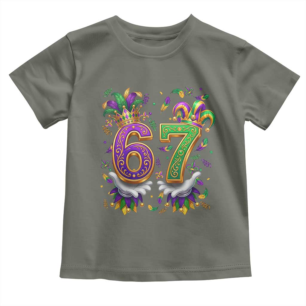 Funny 67 Mardi Gras Toddler T Shirt Six Seven Meme Carnival Hand Gesture