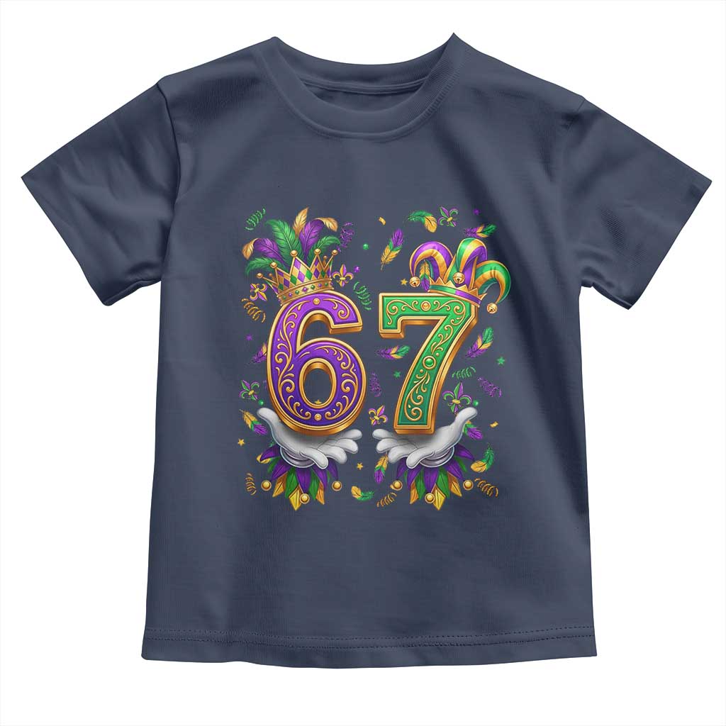 Funny 67 Mardi Gras Toddler T Shirt Six Seven Meme Carnival Hand Gesture