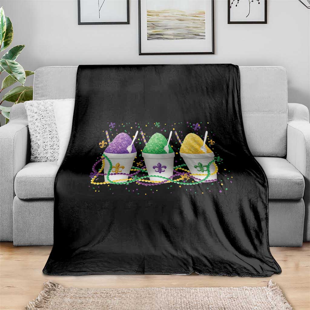 Funny Mardi Gras Snowballs Fat Tuesday Carnival Beads Throw Blanket