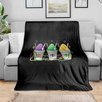 Funny Mardi Gras Snowballs Fat Tuesday Carnival Beads Throw Blanket