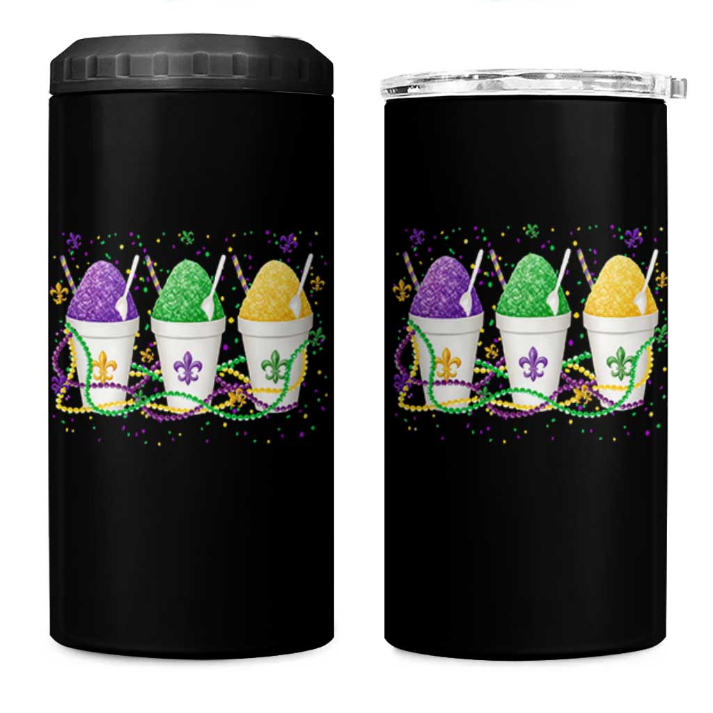 Funny Mardi Gras Snowballs Fat Tuesday Carnival Beads 4 in 1 Can Cooler Tumbler
