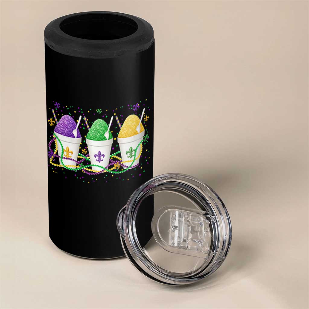 Funny Mardi Gras Snowballs Fat Tuesday Carnival Beads 4 in 1 Can Cooler Tumbler