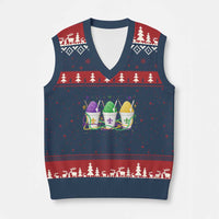 Funny Mardi Gras Snowballs Fat Tuesday Carnival Beads V-Neck Knit Sweater Vest