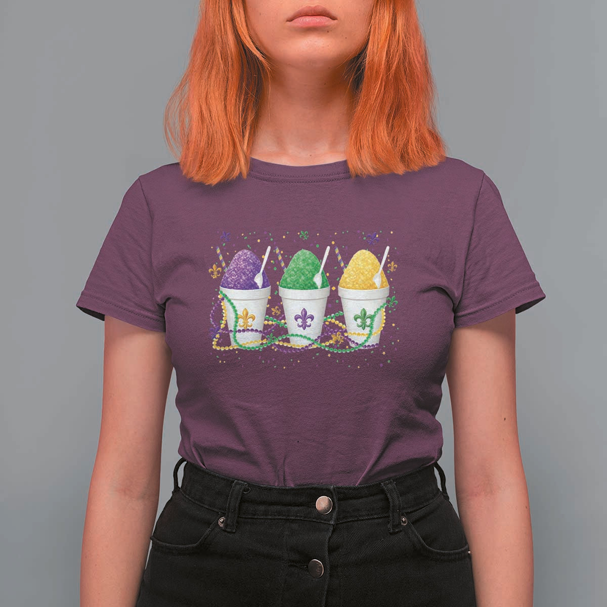 Funny Mardi Gras Snowballs Fat Tuesday Carnival Beads T Shirt For Women