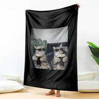 Funny Cat Drinking Irish Stout Beer Throw Blanket Black Beer and Cat Lovers