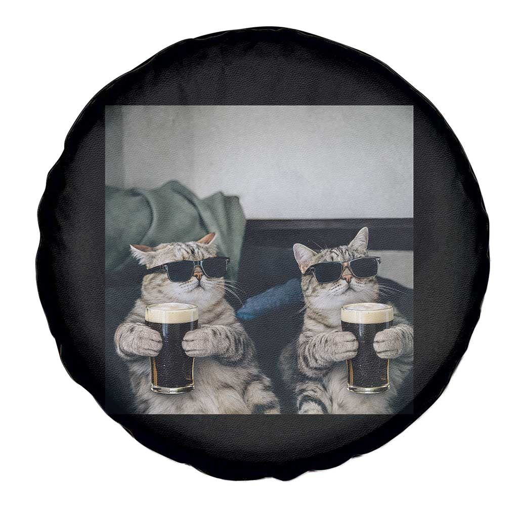 Funny Cat Drinking Irish Stout Beer Spare Tire Cover Black Beer and Cat Lovers