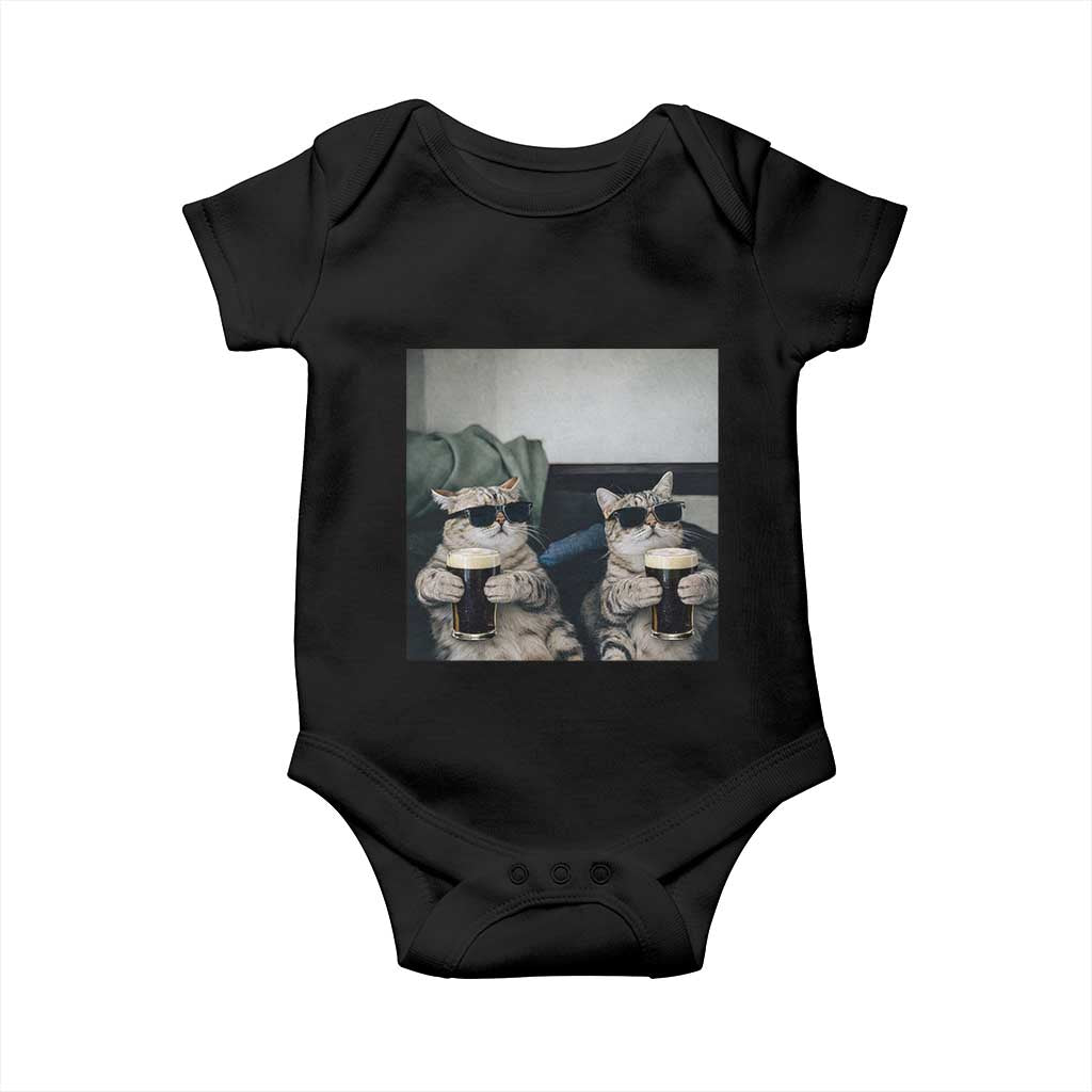 Funny Cat Drinking Irish Stout Beer Baby Onesie Black Beer and Cat Lovers