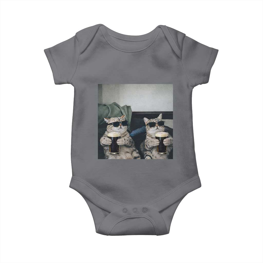 Funny Cat Drinking Irish Stout Beer Baby Onesie Black Beer and Cat Lovers