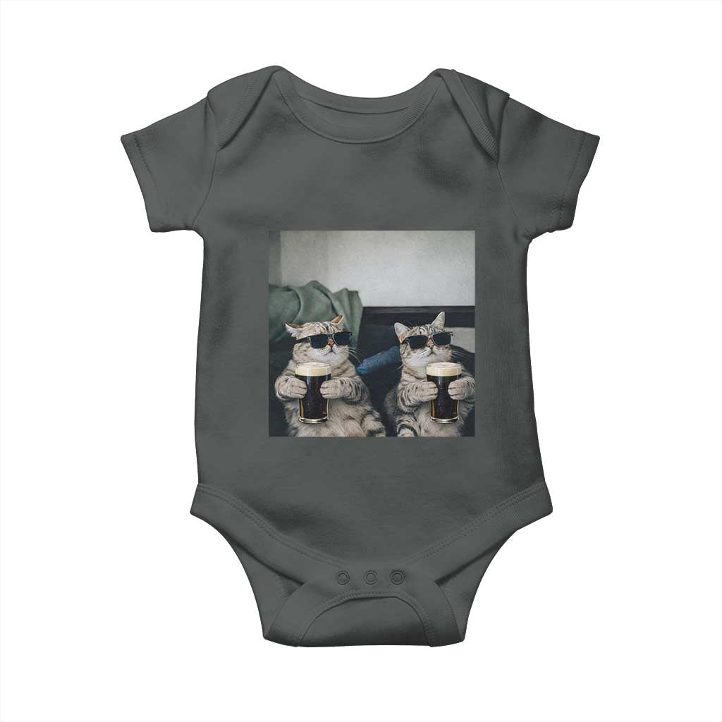 Funny Cat Drinking Irish Stout Beer Baby Onesie Black Beer and Cat Lovers