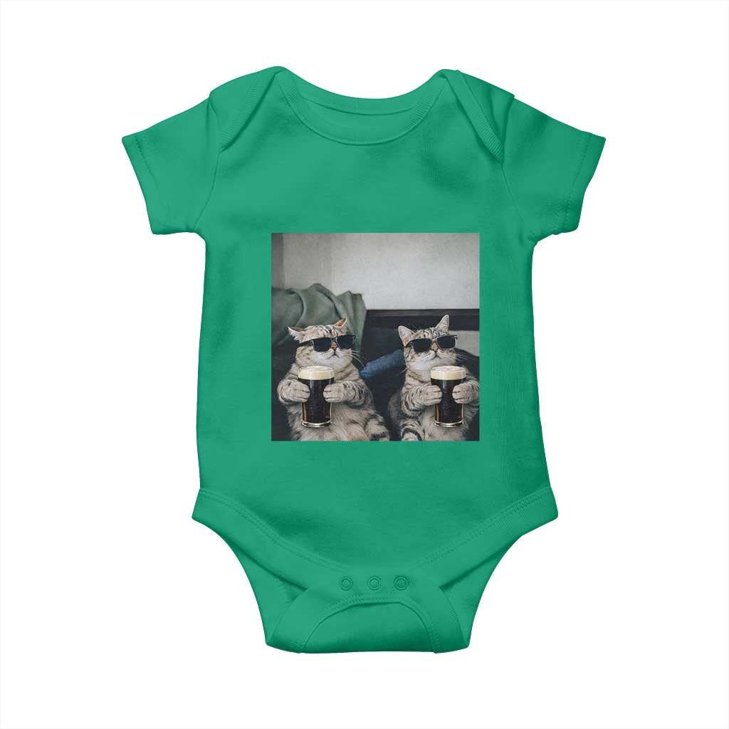 Funny Cat Drinking Irish Stout Beer Baby Onesie Black Beer and Cat Lovers