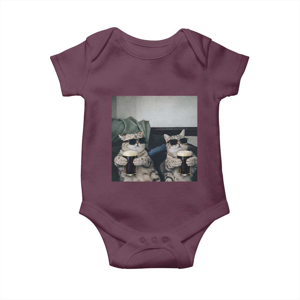 Funny Cat Drinking Irish Stout Beer Baby Onesie Black Beer and Cat Lovers