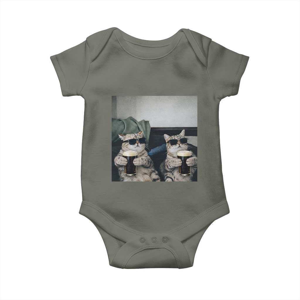 Funny Cat Drinking Irish Stout Beer Baby Onesie Black Beer and Cat Lovers