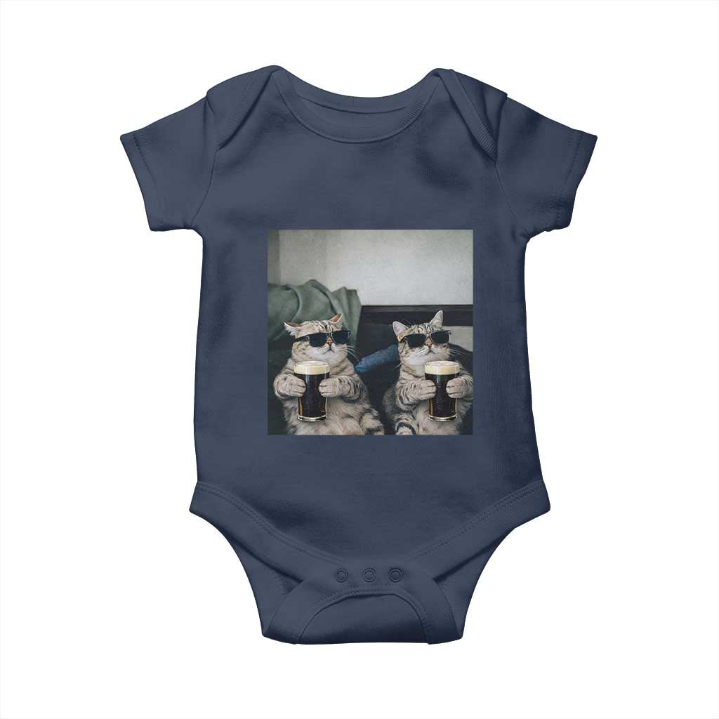 Funny Cat Drinking Irish Stout Beer Baby Onesie Black Beer and Cat Lovers