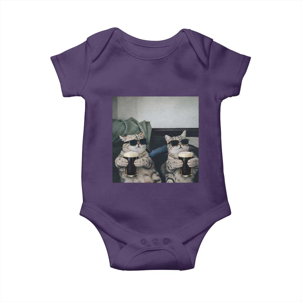 Funny Cat Drinking Irish Stout Beer Baby Onesie Black Beer and Cat Lovers