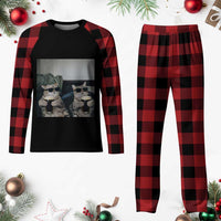 Funny Cat Drinking Irish Stout Beer Plaid Pajama Set Black Beer and Cat Lovers