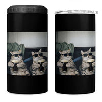 Funny Cat Drinking Irish Stout Beer 4 in 1 Can Cooler Tumbler Black Beer and Cat Lovers
