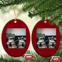 Funny Cat Drinking Irish Stout Beer Ceramic Ornament Black Beer and Cat Lovers