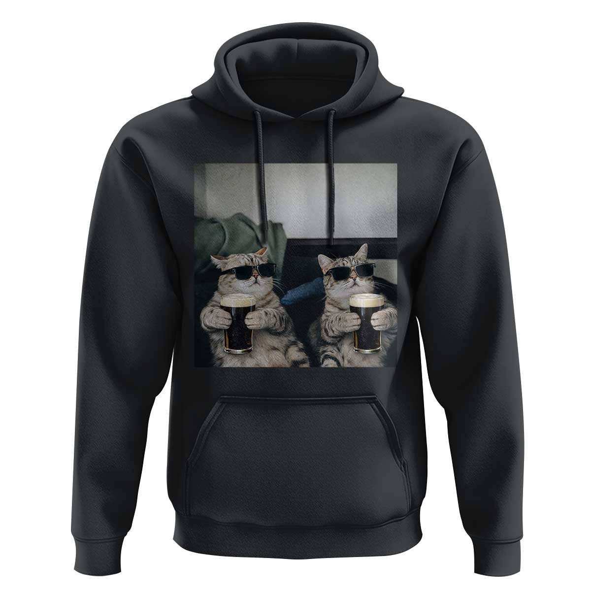 Funny Cat Drinking Irish Stout Beer Hoodie Black Beer and Cat Lovers