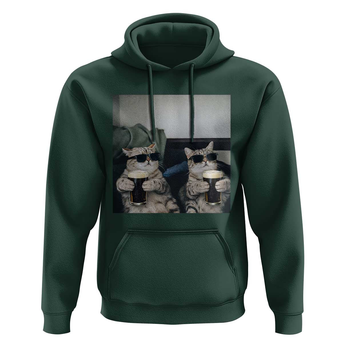 Funny Cat Drinking Irish Stout Beer Hoodie Black Beer and Cat Lovers