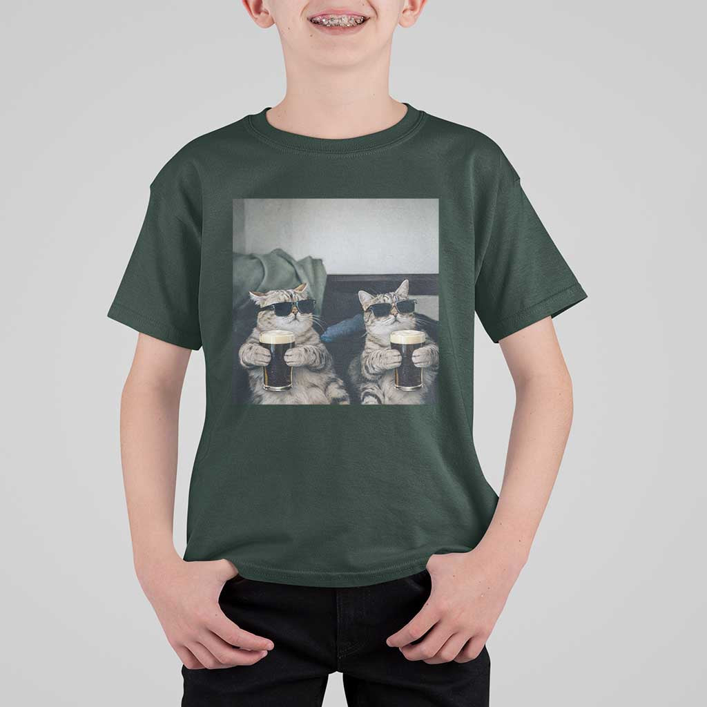 Funny Cat Drinking Irish Stout Beer T Shirt For Kid Black Beer and Cat Lovers