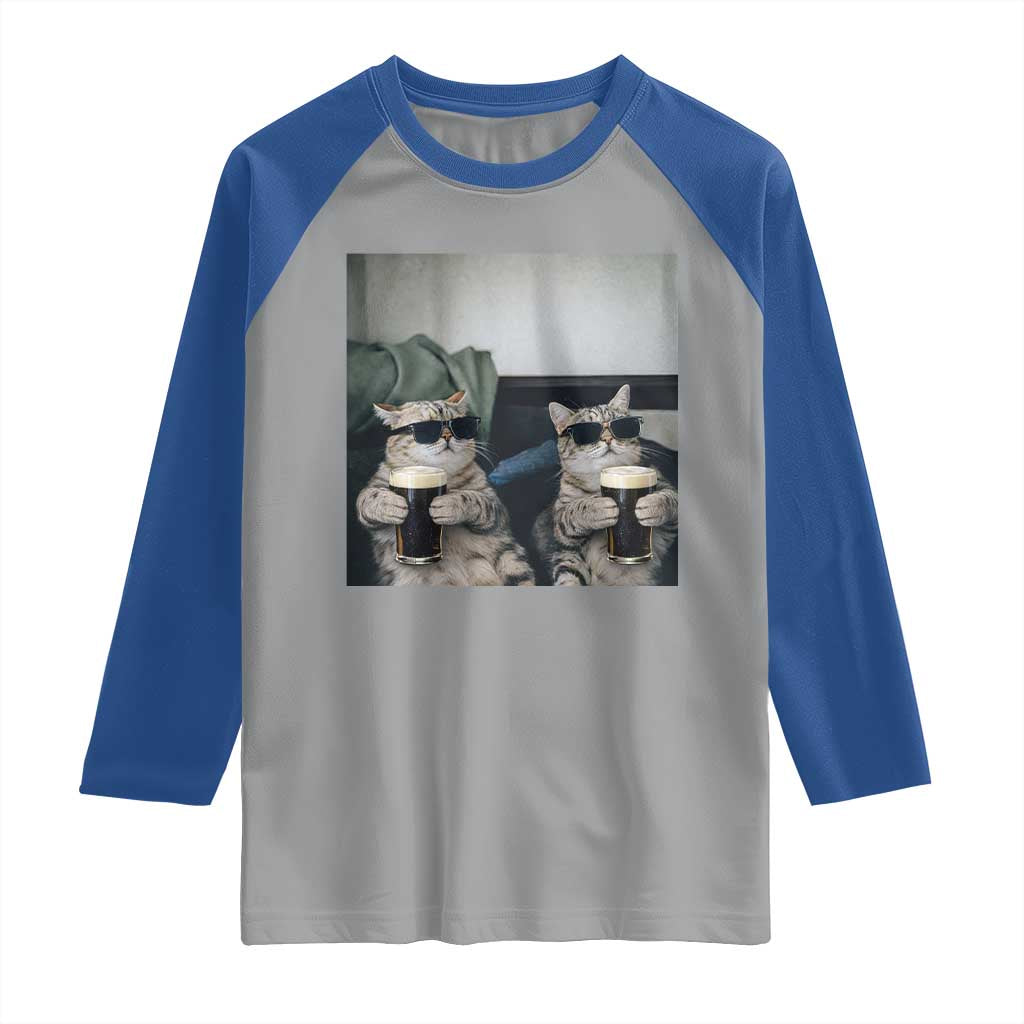 Funny Cat Drinking Irish Stout Beer Raglan Shirt Black Beer and Cat Lovers