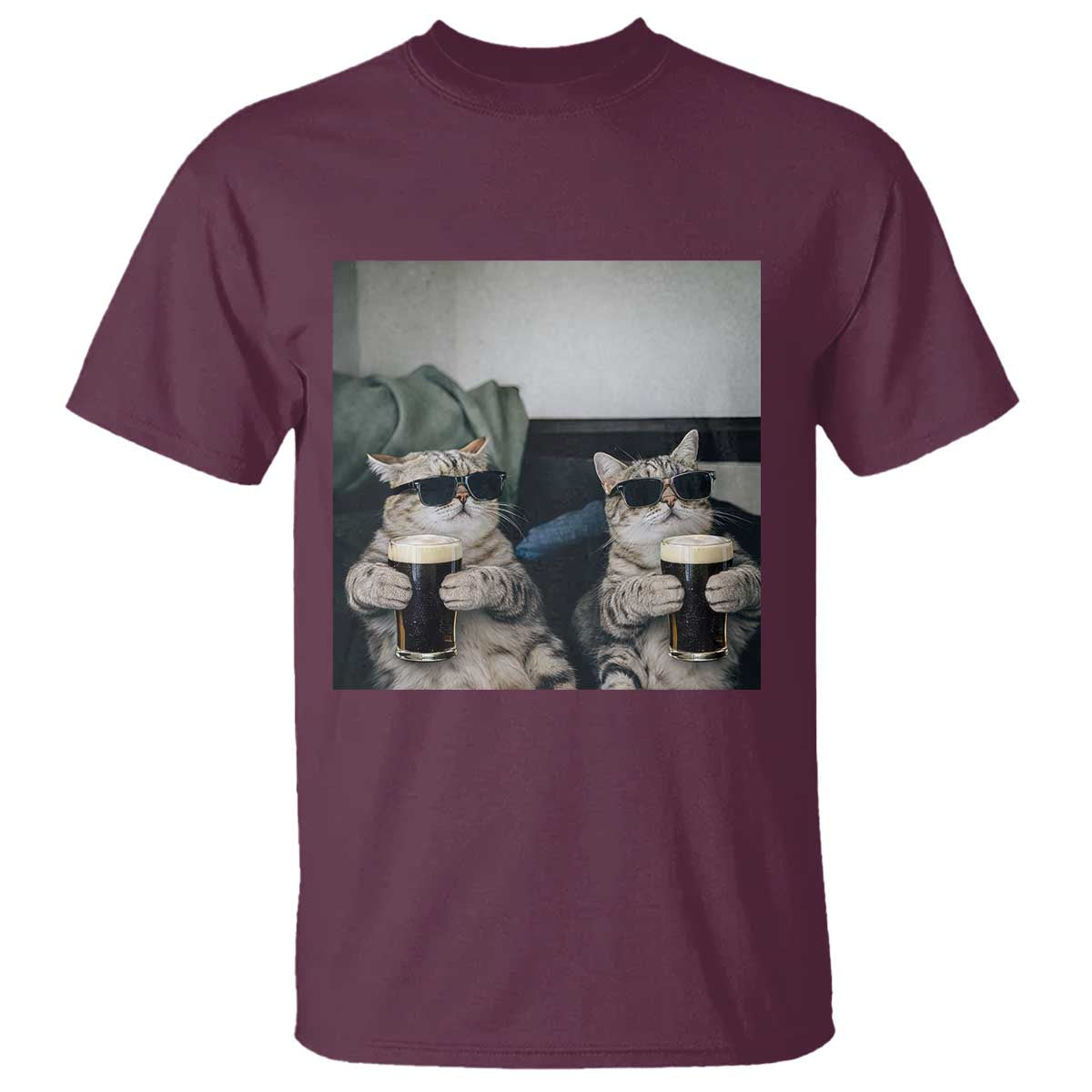 Funny Cat Drinking Irish Stout Beer T Shirt Black Beer and Cat Lovers
